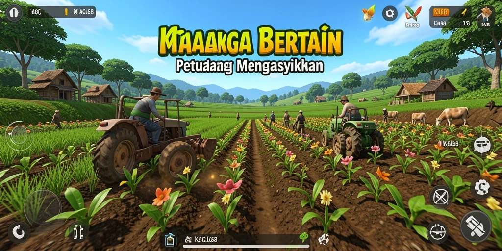 Screenshot gameplay KAOL68 yang menampilkan keseruan bertani.