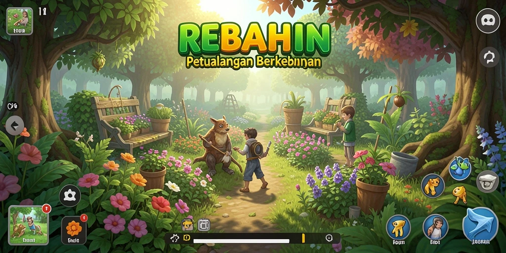Screenshot menunjukkan gameplay seru REBAHIN saat merawat ladang.